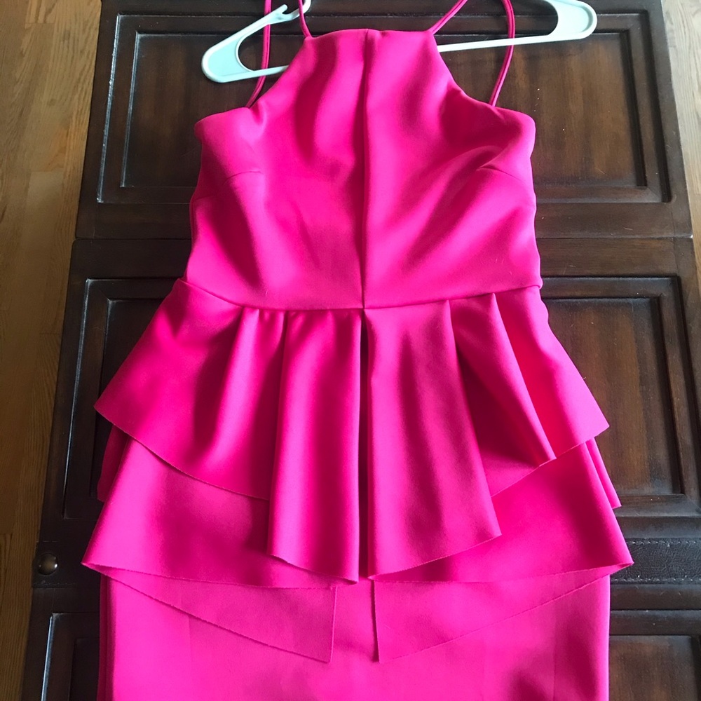 Magenta peplum cocktail dress